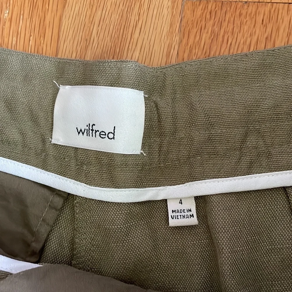 Wilfred Size 4 Olive Green Linen Blend Allant Cropped‎ Trouser Pants A15